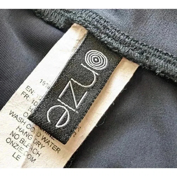 Onzie Black Brown Faux Leather Cropped Mesh Leggings Size Small Medium Yoga - Picture 6 of 7